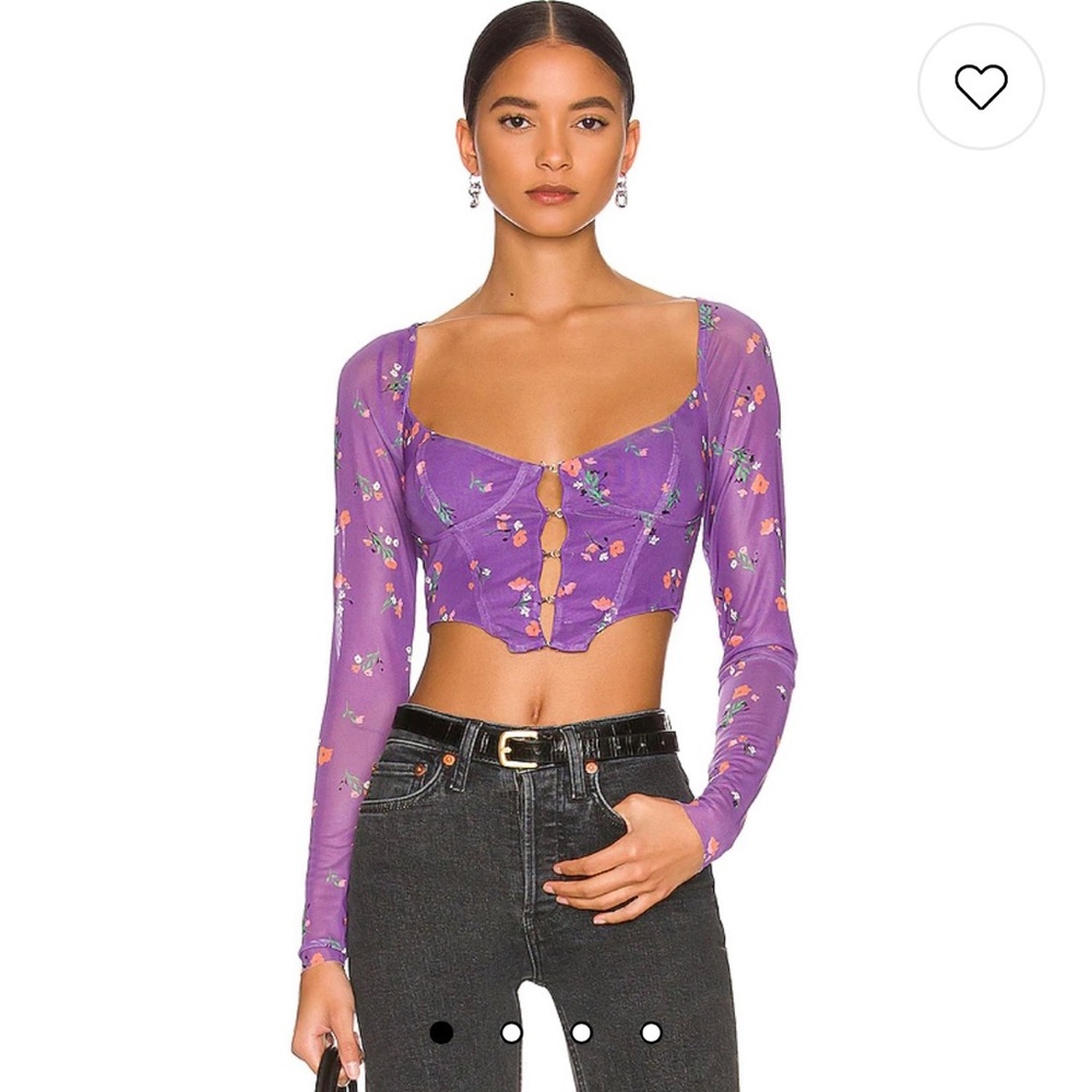 AFRM REVOLVE Purple Floral Mesh Bustier Top Size Small